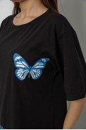 Футболка жіноча з принтом, колір чорний, 244R3006 - фото № 4