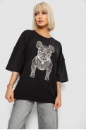 Футболка жіноча з принтом, колір чорний, 244R3008 оптом - фото № 0