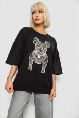 Футболка жіноча з принтом, колір чорний, 244R3008
