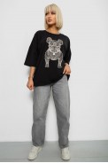 Футболка жіноча з принтом, колір чорний, 244R3008 оптом - фото № 1