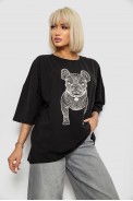 Футболка жіноча з принтом, колір чорний, 244R3008 оптом - фото № 2