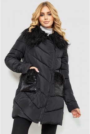 Куртка женская однотонная, цвет черный, 235R5068