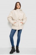 Куртка жіноча демісезонна з поясом  -уцінка, колір світло-бежевий, 207R005-U-5 оптом - фото № 1