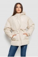 Куртка жіноча демісезонна з поясом  -уцінка, колір світло-бежевий, 207R005-U-5 оптом - фото № 0