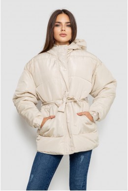 Куртка жіноча демісезонна з поясом  -уцінка, колір світло-бежевий, 207R005-U-5