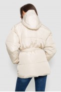 Куртка жіноча демісезонна з поясом  -уцінка, колір світло-бежевий, 207R005-U-5 оптом - фото № 3