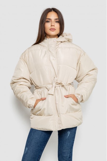 Куртка жіноча демісезонна з поясом  -уцінка, колір світло-бежевий, 207R005-U-5