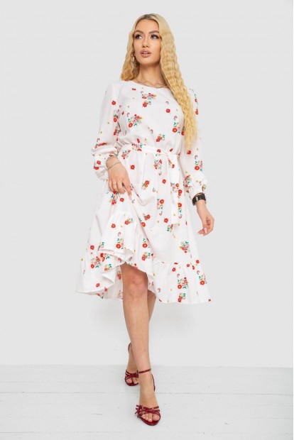 Сукня з принтом софт, колір молочно-червоний, 214R0227-1