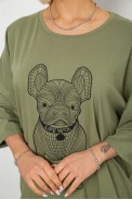 Футболка жіноча з принтом, колір хакі, 244R3008 оптом - фото № 4