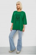 Футболка жіноча з принтом, колір темно-зелений, 244R3008 оптом - фото № 1