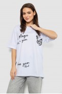 Футболка жіноча з принтом, колір білий, 244R3006 оптом - фото № 0