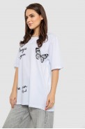 Футболка жіноча з принтом, колір білий, 244R3006 оптом - фото № 2