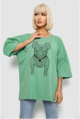 Футболка жіноча з принтом, колір оливковий, 244R3008