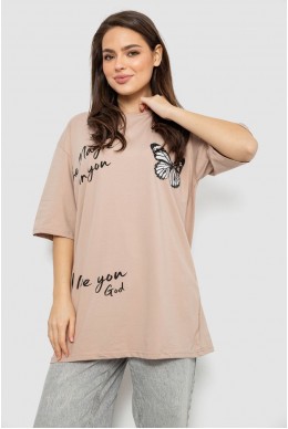 Футболка женская с принтом, цвет бежевый, 244R3006