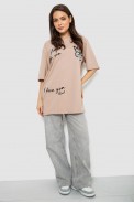 Футболка жіноча з принтом, колір бежевий, 244R3006 - фото № 1