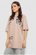 Футболка жіноча з принтом, колір бежевий, 244R3006 - фото № 2