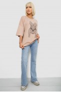 Футболка жіноча з принтом, колір бежевий, 244R3008 - фото № 1