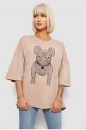 Футболка жіноча з принтом, колір бежевий, 244R3008 - фото № 0