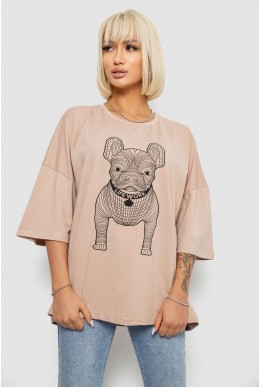 Футболка жіноча з принтом, колір бежевий, 244R3008