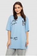 Футболка жіноча з принтом, колір блакитний, 244R3006 оптом - фото № 0