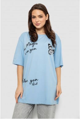 Футболка жіноча з принтом, колір блакитний, 244R3006