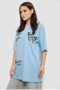 Футболка жіноча з принтом, колір блакитний, 244R3006 оптом - фото № 2