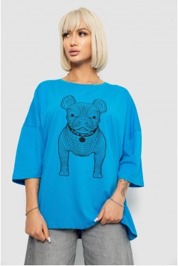 Футболка жіноча з принтом, колір блакитний, 244R3008