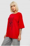 Футболка жіноча з принтом, колір червоний, 244R3008 - фото № 2