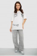 Футболка жіноча з принтом, колір молочний, 244R3006 оптом - фото № 1