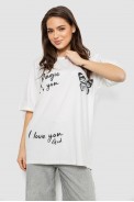 Футболка жіноча з принтом, колір молочний, 244R3006 оптом - фото № 0