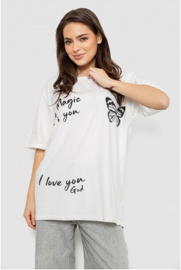 Футболка жіноча з принтом, колір молочний, 244R3006