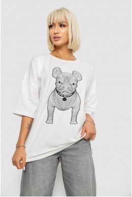 Футболка жіноча з принтом, колір молочний, 244R3008