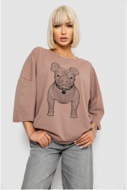 Футболка жіноча з принтом, колір мокко, 244R3008