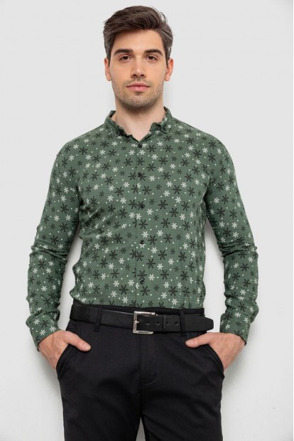 Сорочка чоловіча з принтом, колір хакі, 214R808