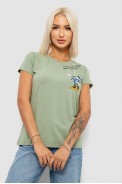 Футболка женская с принтом, цвет оливковый, 244R1004 - фото № 0