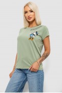 Футболка женская с принтом, цвет оливковый, 244R1004 - фото № 2