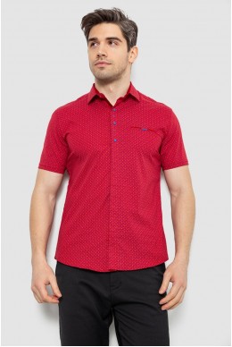 Мужская рубашка с принтом, цвет бордовый, 186R7012
