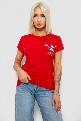 Футболка женская с принтом, цвет красный, 244R1004