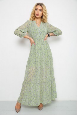 Сукня шифонова на підкладці, колір оливковий, 230R041-15
