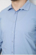 Рубашка мужская однотонная с принтом, цвет голубой, 186R6918-3 - фото № 4