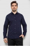 Мужская рубашка однотонная с принтом, цвет синий, 186R6917-6 - фото № 0