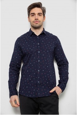 Мужская рубашка однотонная с принтом, цвет синий, 186R6917-6