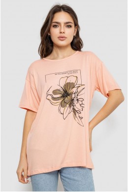 Футболка жіноча з принтом, колір персиковий, 244R505