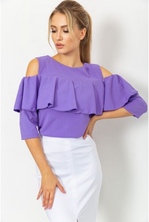 Блузка з відкритими плечами і воланом, колір Фіолетовий, 172R35-1