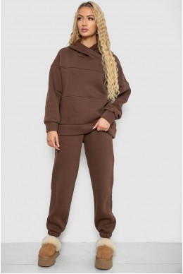 Спортивний костюм жіночий на флісі, колір темно-коричневий, 247R10765