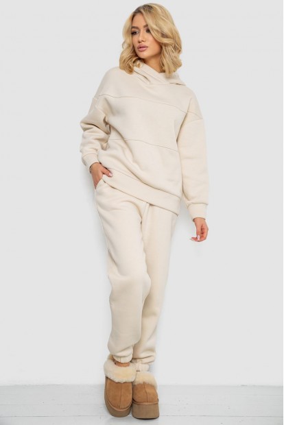 Спортивный костюм женский на флисе, цвет светло-бежевый, 247R10765
