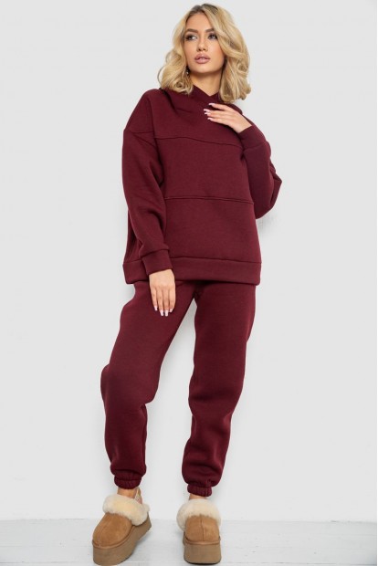 Спортивный костюм женский на флисе, цвет темно-бордовый, 247R10765
