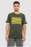 Футболка мужская с принтом, цвет хаки, 244R2530 - фото № 0