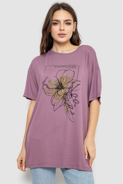 Футболка жіноча з принтом, колір сливовий, 244R505
