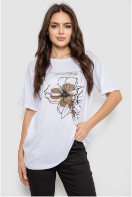 Футболка жіноча з принтом, колір білий, 244R505
